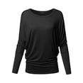 thumbnail image 1 of FashionOutfit Women's Casual Solid Boat Neck Long Dolman Sleeve Top - MADE in USA, 1 of 4