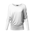 thumbnail image 1 of FashionOutfit Women's Casual Solid Boat Neck Long Dolman Sleeve Top - MADE in USA, 1 of 4