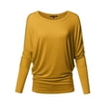 thumbnail image 1 of FashionOutfit Women's Casual Solid Boat Neck Long Dolman Sleeve Top - MADE in USA, 1 of 4