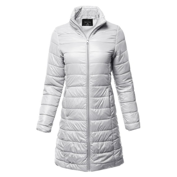 FashionOutfit Women's Casual Solid Comfortable Light Weight Long Quilted Padding Jacket