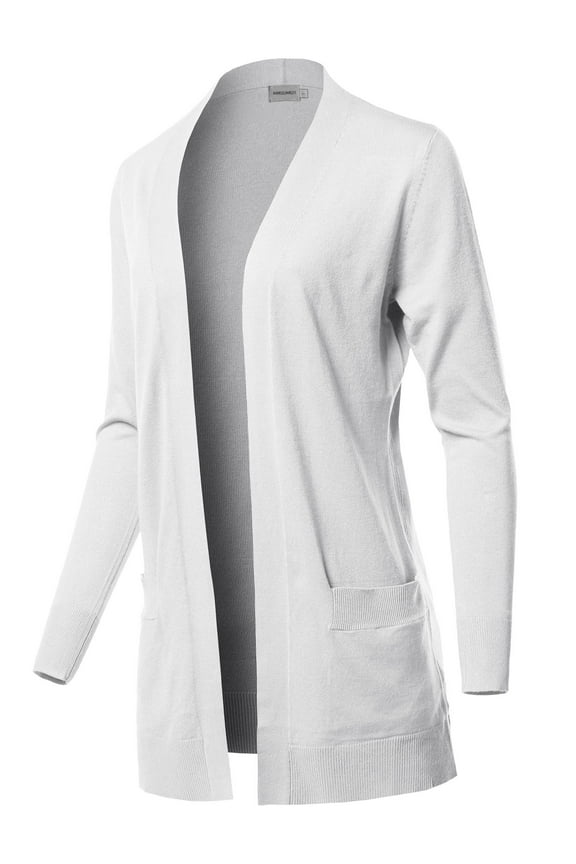 Women's Casual Solid Long Sleeves Long-Line Soft Sweater Viscose Knit Cardigan