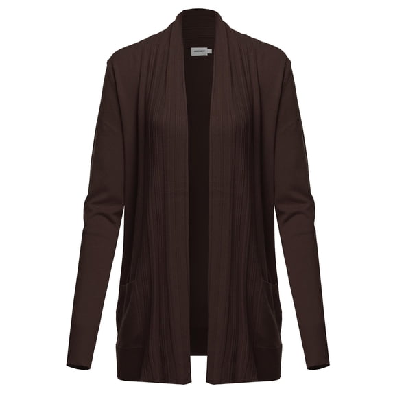 FashionOutfit Women's Casual Solid Long Sleeves Open Front Raglan Long-Line Soft Sweater Viscose Knit