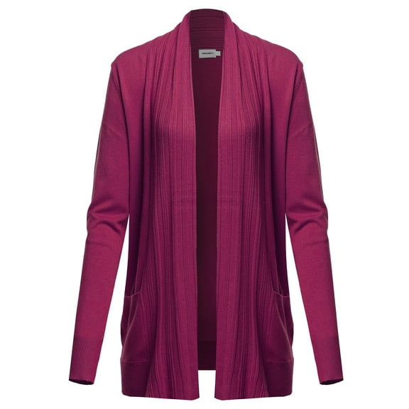 FashionOutfit Women's Casual Solid Long Sleeves Open Front Raglan Long-Line Soft Sweater Viscose Knit