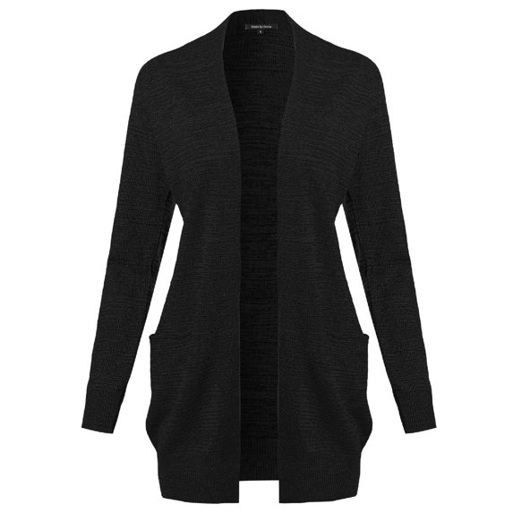 FashionOutfit Women's Casual Solid Open Front Raglan Long Sleeve Cardigan with Pockets