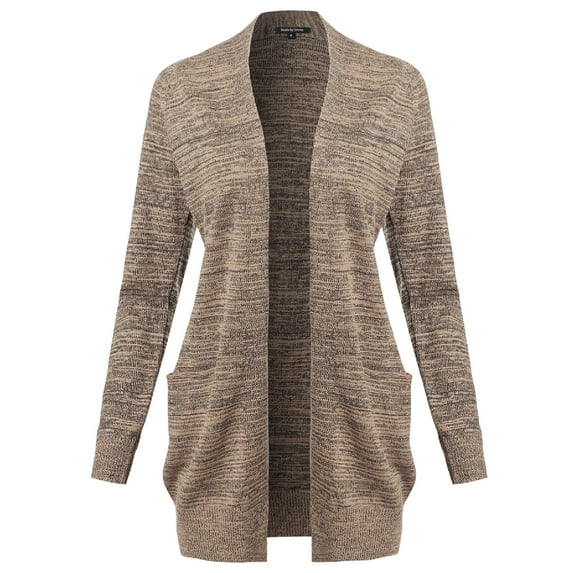 FashionOutfit Women's Casual Solid Open Front Raglan Long Sleeve Cardigan with Pockets