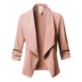 thumbnail image 1 of FashionOutfit Women's Casual Style Stretch 3/4 Gathered Sleeve Open Front Work Office Blazer Jacket, 1 of 1
