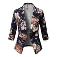 thumbnail image 1 of FashionOutfit Women's Casual Style Stretch 3/4 Gathered Sleeve Open Front Work Office Blazer Jacket, 1 of 1