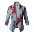 thumbnail image 1 of FashionOutfit Women's Casual Style Stretch 3/4 Gathered Sleeve Open Front Work Office Blazer Jacket, 1 of 1