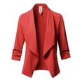 thumbnail image 1 of FashionOutfit Women's Casual Style Stretch 3/4 Gathered Sleeve Open Front Work Office Blazer Jacket, 1 of 1