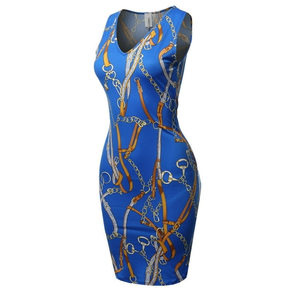 FashionOutfit Women's Casual V-neck Sleeveless Sexy Body-Con Mini Dress - Made in USA