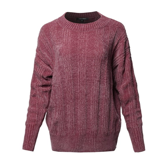 FashionOutfit Women's Casual Velvet Yarn Over-Sized Sweater Top