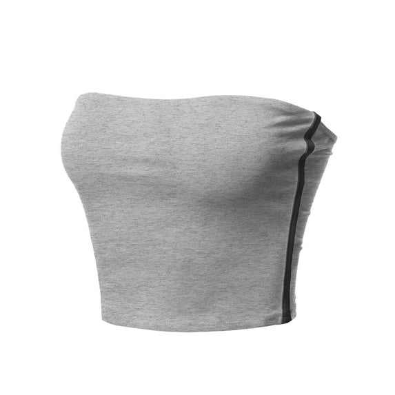 FashionOutfit Women's Causal Cute Sexy Double Layering Side Contrast Panel Elastic Band Tube Top