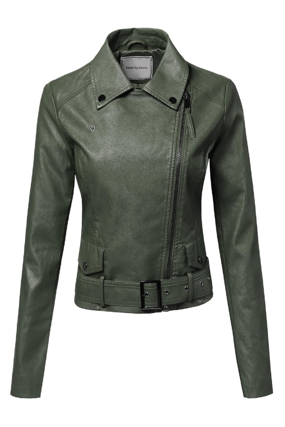 Women's Classic Belted Biker Jacket