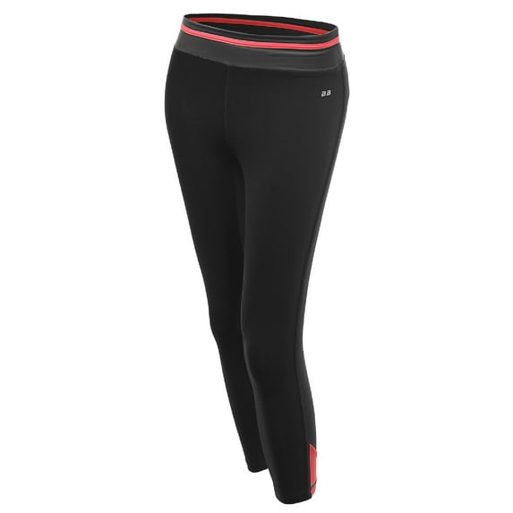 FashionOutfit Women's Color Contrast 3/4 Length Capri Skinny Workout Yoga Pants