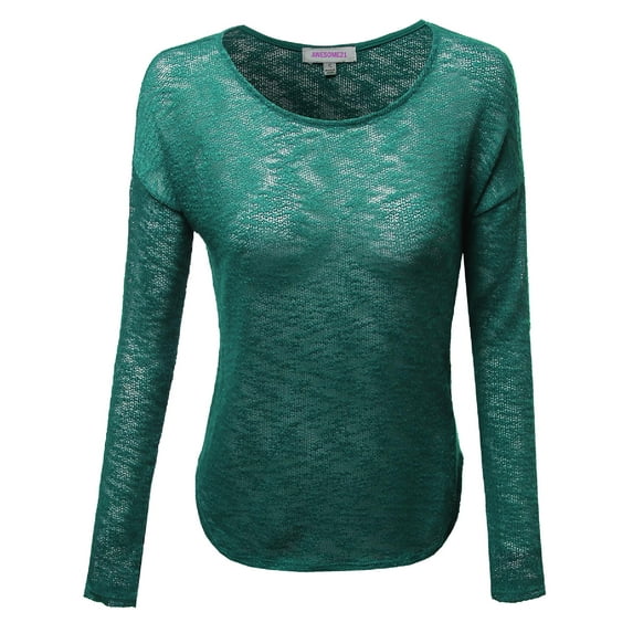 FashionOutfit Women's Cute Elbow Patched Hacci Sweater Knit Top