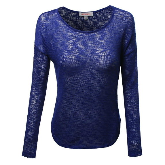 FashionOutfit Women's Cute Elbow Patched Hacci Sweater Knit Top