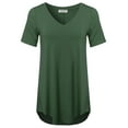 thumbnail image 1 of FashionOutfit Women's Daily Basic Premium Rayon Short Sleeve High-Low Hem V-Neck T shirts, 1 of 1