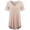 thumbnail image 1 of FashionOutfit Women's Daily Basic Premium Rayon Short Sleeve High-Low Hem V-Neck T shirts, 1 of 1