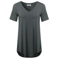 thumbnail image 1 of FashionOutfit Women's Daily Basic Premium Rayon Short Sleeve High-Low Hem V-Neck T shirts, 1 of 1