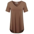 thumbnail image 1 of FashionOutfit Women's Daily Basic Premium Rayon Short Sleeve High-Low Hem V-Neck T shirts, 1 of 1