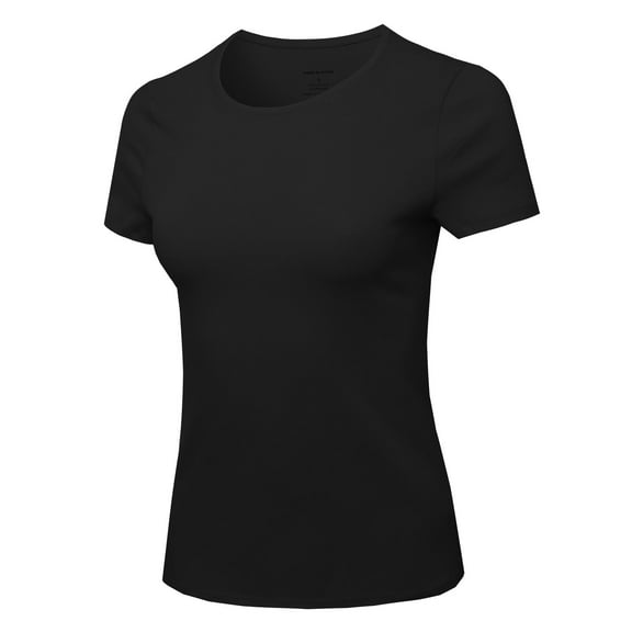 FashionOutfit Women's Essential Daily Cotton Basic Slim-Fit Short Sleeve Round-Neck T shirts