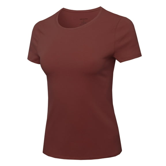FashionOutfit Women's Essential Daily Cotton Basic Slim-Fit Short Sleeve Round-Neck T shirts