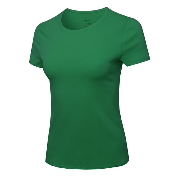 FashionOutfit Women's Essential Daily Cotton Basic Slim-Fit Short Sleeve Round-Neck T shirts