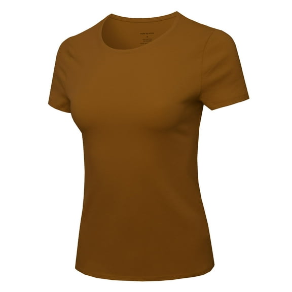 FashionOutfit Women's Essential Daily Cotton Basic Slim-Fit Short Sleeve Round-Neck T shirts