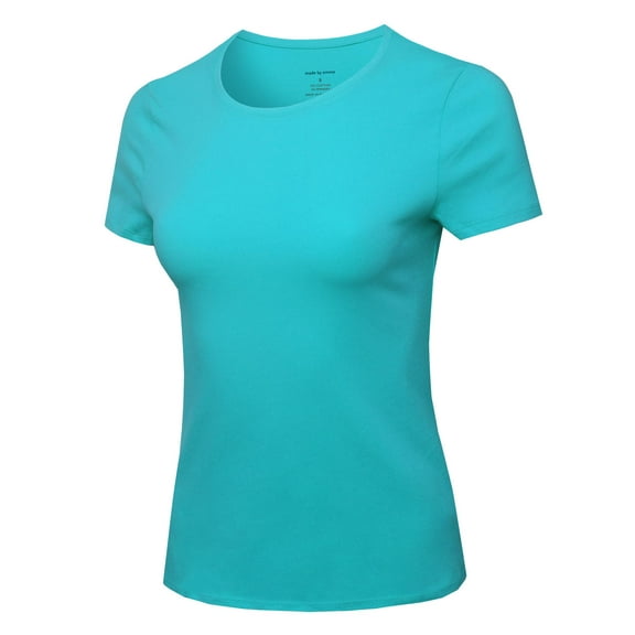 FashionOutfit Women's Essential Daily Cotton Basic Slim-Fit Short Sleeve Round-Neck T shirts