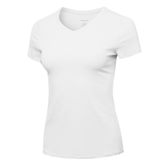 FashionOutfit Women's Essential Daily Cotton Basic Slim-Fit Short Sleeve V-Neck T shirts