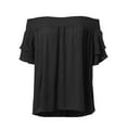 thumbnail image 1 of FashionOutfit Women's Festival Concert Boho Solid Off Shoulder Short Sleeve Blouse Top, 1 of 3