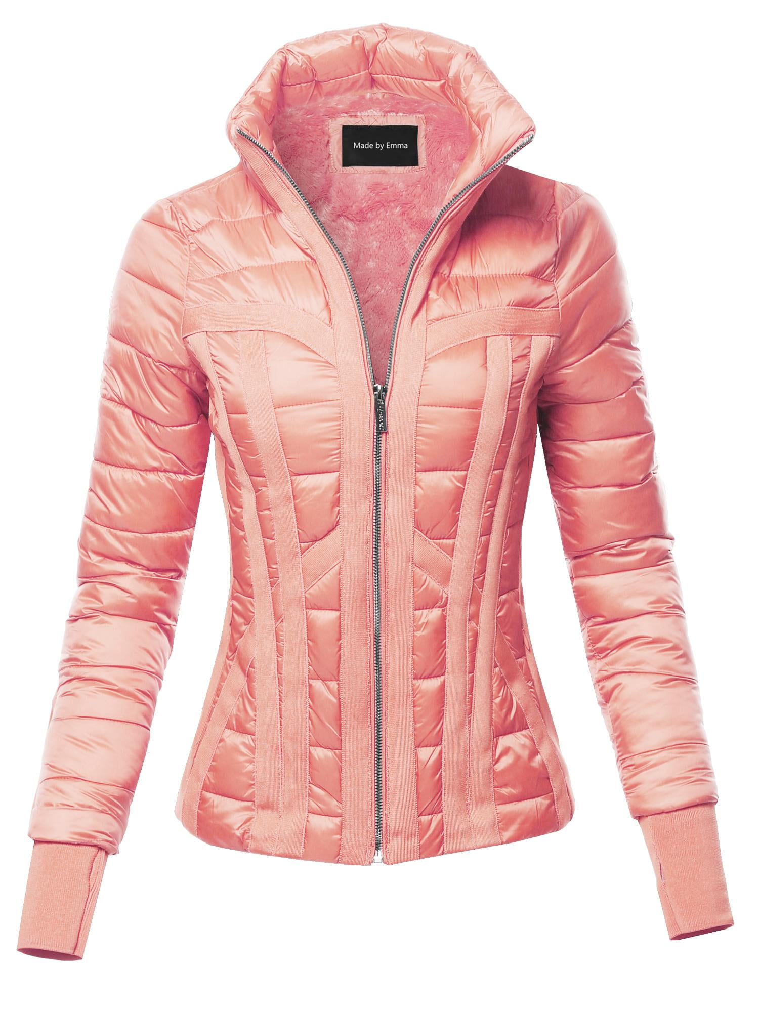 FashionOutfit Women s Fitted Casual Solid Detachable Hoodie Puffer Jacket