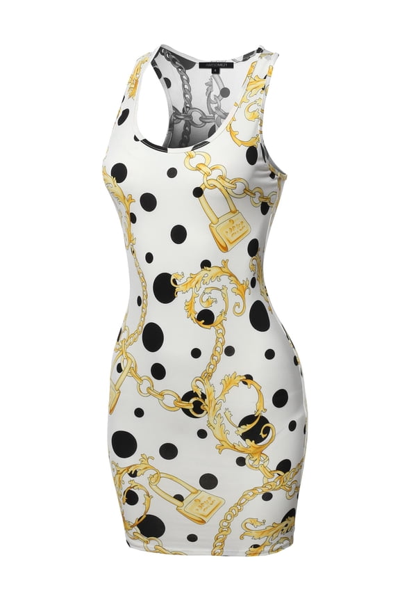 Women's Fitted Floral or Camouflage Printed Sexy Body-Con Racer-Back Fitted Dress