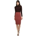 thumbnail image 1 of FashionOutfit Women's Fitted Solid Bubble Crepe High Waist Midi Pencil Skirt, 1 of 4