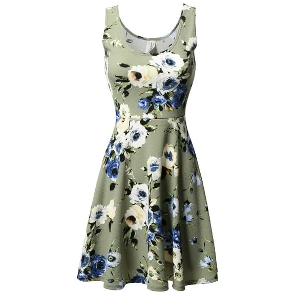 FashionOutfit Women's Floral Flare Sleeveless Dress MADE in USA