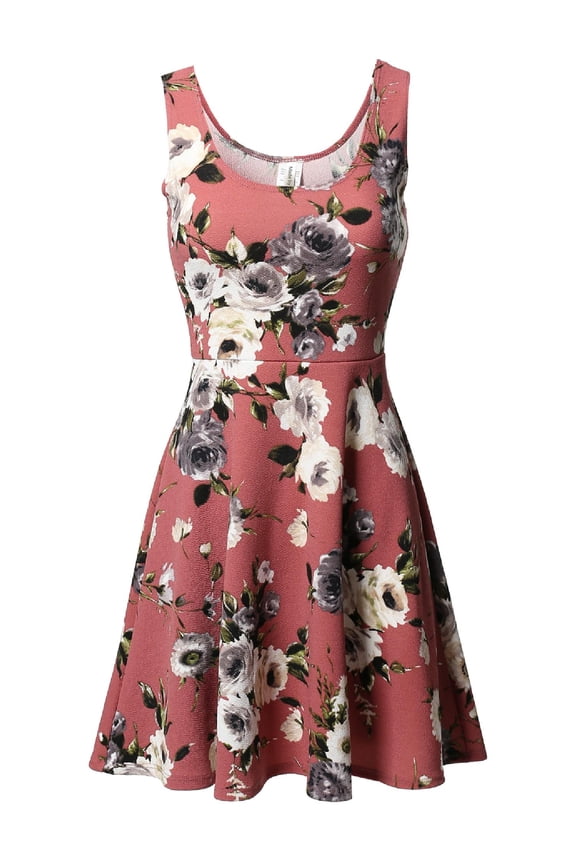 Women's Floral Flare Sleeveless Dress MADE in USA