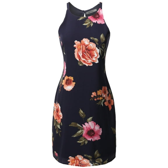 FashionOutfit Women's Floral Print Sleeveless Casual Silky Midi Dress - Made In USA
