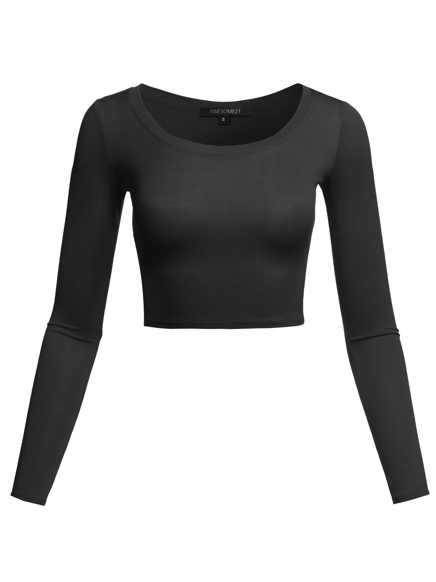 forever 21 black long sleeve crop top