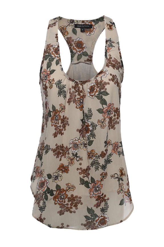 Women's Floral Scoop Neck Racerback Cami Tank