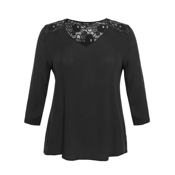 FashionOutfit Women's Flowy 3/4 Sleeve Bohemian Lace Top