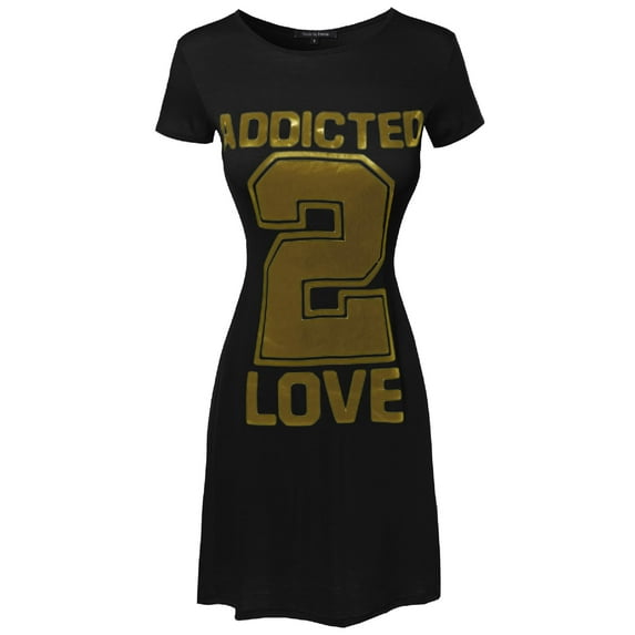 FashionOutfit Women's Graphic Casual Short Sleeve Long Shirt