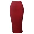 thumbnail image 1 of FashionOutfit Women's High Waist Basic Pencil Stretch Span Midi Length Back-Slit Back Skirt, 1 of 1