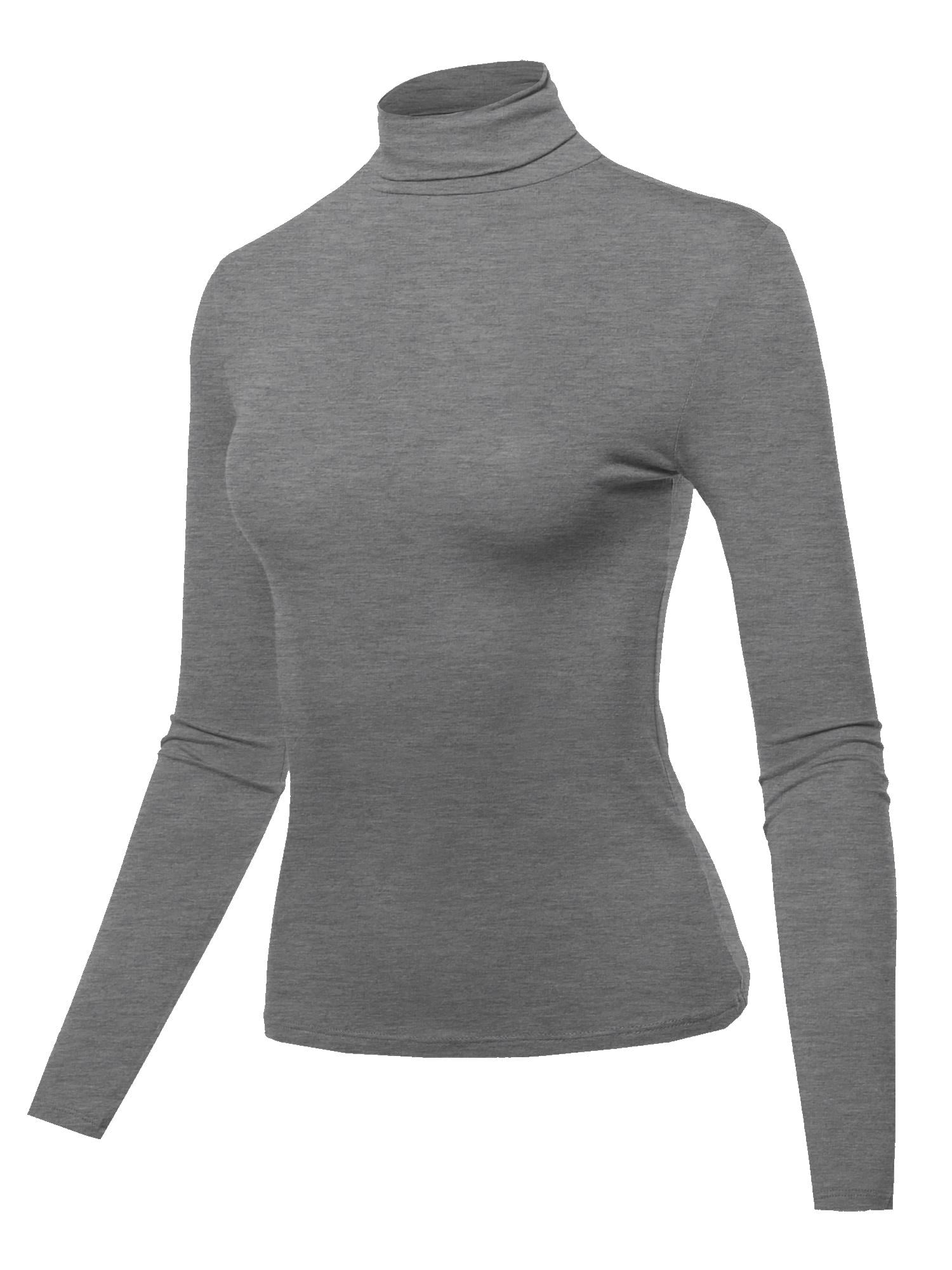FashionOutfit Women s LONG SLEEVE TURTLE NECK TOP RAYON JERSEY