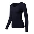 thumbnail image 1 of FashionOutfit Women's LONG SLEEVE V-NECK FITTED RIB SWEATER TOP, 1 of 1
