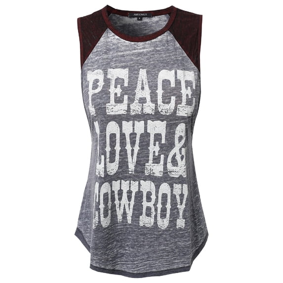 FashionOutfit Women's Letter Printed Sleeveless Loose T-shirt Tank Top
