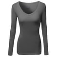 thumbnail image 1 of FashionOutfit Women's Light weight Daily Casual Basic Long Sleeve V neck Tee Tops, 1 of 3