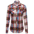 thumbnail image 1 of FashionOutfit Women's Lightweight Collar Plaid Button Down Shirt, 1 of 4