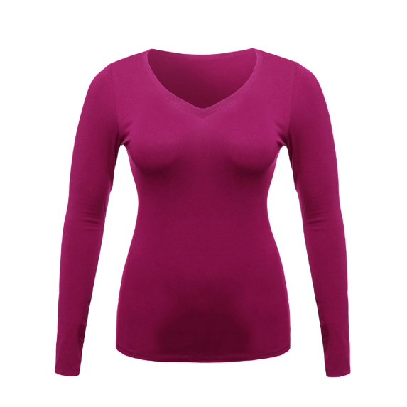 FashionOutfit Women's Lightweight Daily Casual Basic Long Sleeve V neck Tee