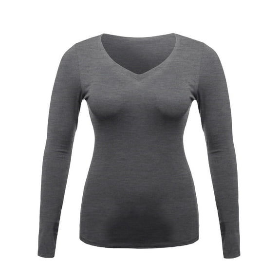 FashionOutfit Women's Lightweight Daily Casual Basic Long Sleeve V neck Tee