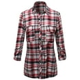 thumbnail image 1 of FashionOutfit Women's Long Sleeve Lightweight Plaid Button Down Shirt, 1 of 4